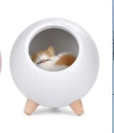 Ambient LED nightlight with beech and ABS construction, providing soft, adjustable lighting in white, pink, and green
