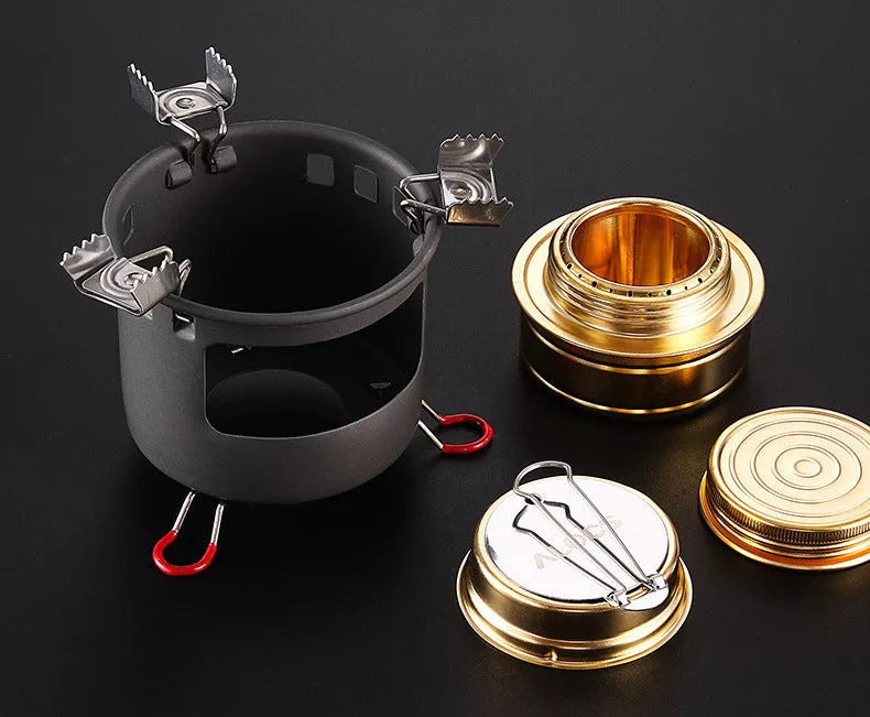 Alocs Alcohol Stove Set for outdoor cooking with optional kettles