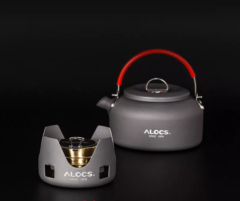 Alocs Alcohol Stove Set for outdoor cooking with optional kettles