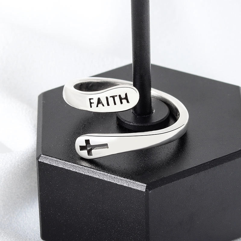 Elegant Women's Copper Faith Ring in Thai Silver - A stylish and meaningful accessory