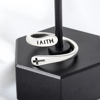 Elegant Women's Copper Faith Ring in Thai Silver - A stylish and meaningful accessory