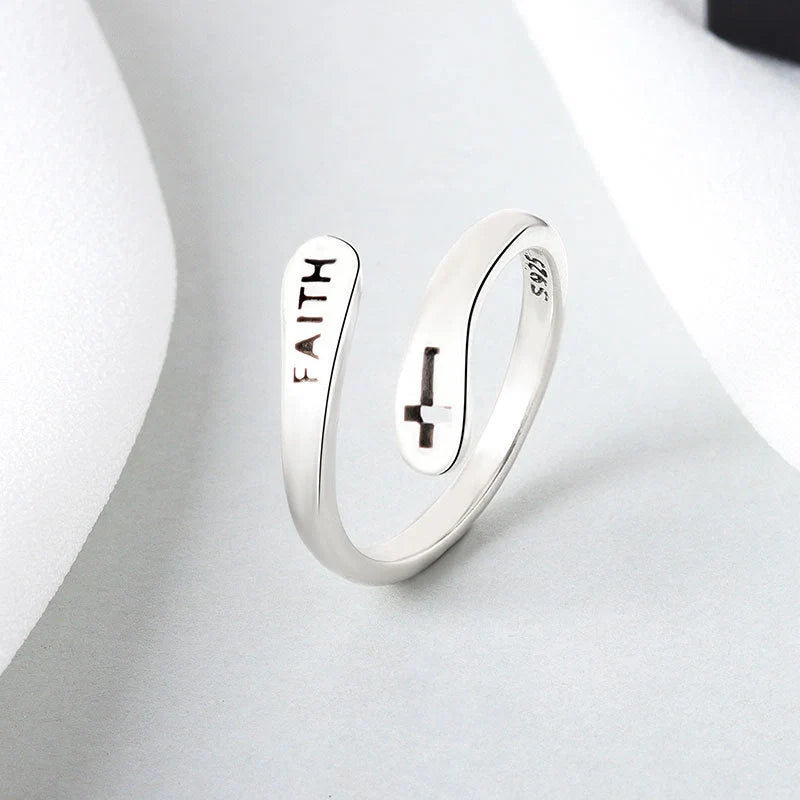 Elegant Women's Copper Faith Ring in Thai Silver - A stylish and meaningful accessory