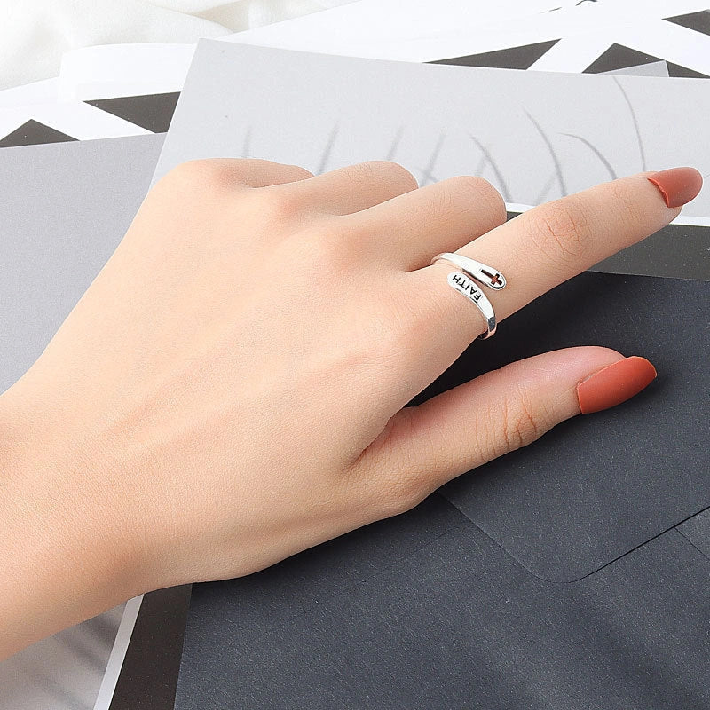 Elegant Women's Copper Faith Ring in Thai Silver - A stylish and meaningful accessory
