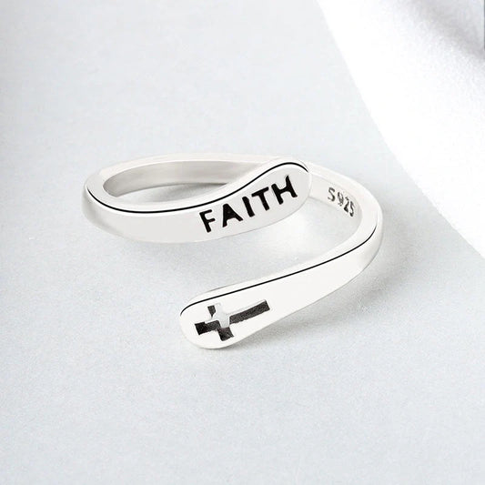 Elegant Women's Copper Faith Ring in Thai Silver - A stylish and meaningful accessory