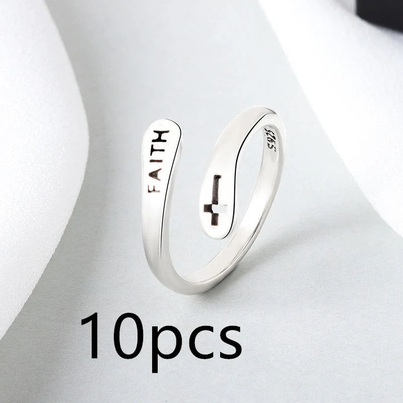 Elegant Women's Copper Faith Ring in Thai Silver - A stylish and meaningful accessory