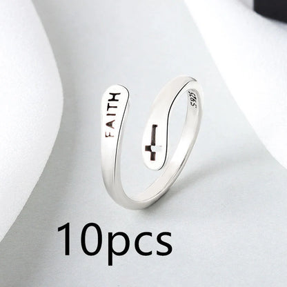 Elegant Women's Copper Faith Ring in Thai Silver - A stylish and meaningful accessory