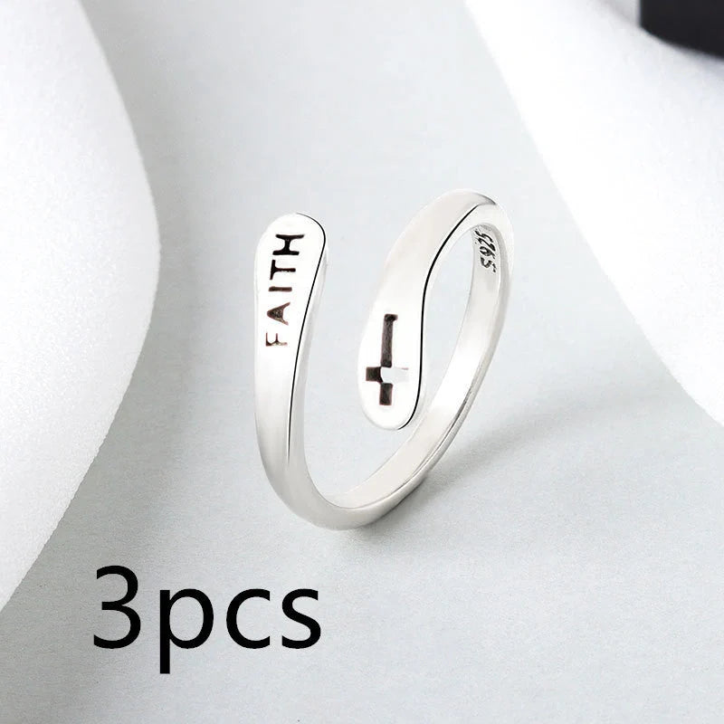Elegant Women's Copper Faith Ring in Thai Silver - A stylish and meaningful accessory