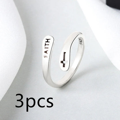Elegant Women's Copper Faith Ring in Thai Silver - A stylish and meaningful accessory
