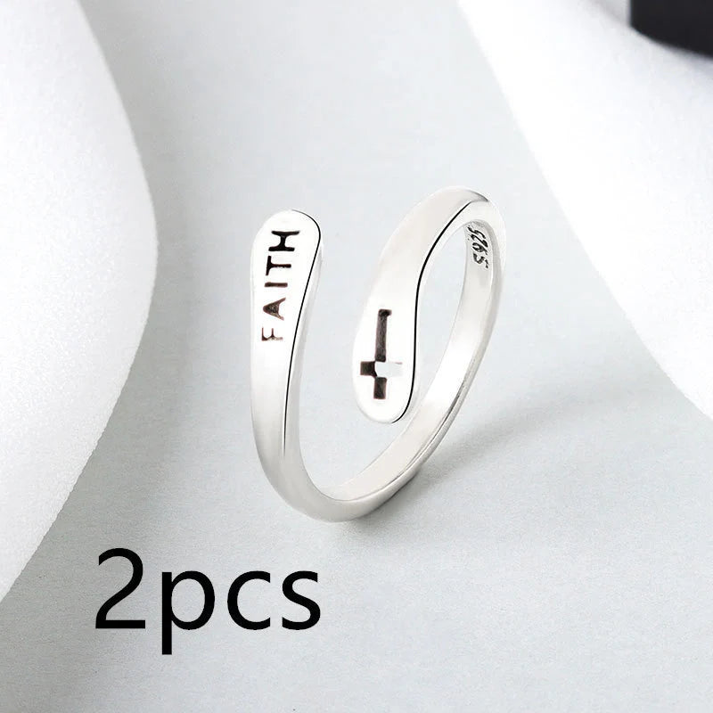 Elegant Women's Copper Faith Ring in Thai Silver - A stylish and meaningful accessory