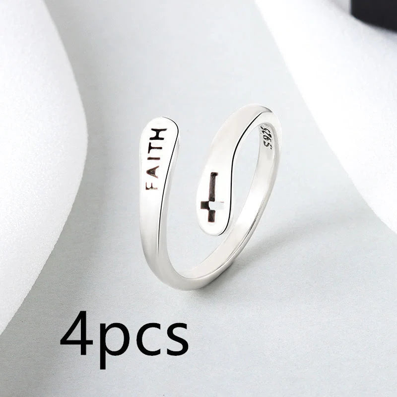 Elegant Women's Copper Faith Ring in Thai Silver - A stylish and meaningful accessory