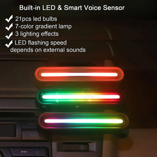 High-end car air outlet aroma diffuser with LED atmosphere lamp in various colours