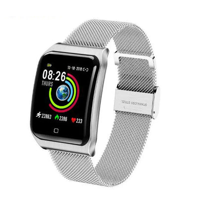F9 colour screen smart bracelet with metal strap, 1.3 inch display, heart rate and blood pressure monitoring, IP67 waterproof