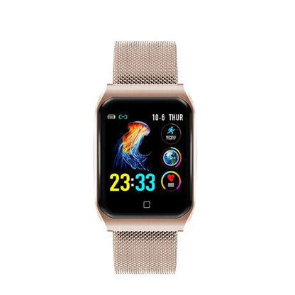F9 colour screen smart bracelet with metal strap, 1.3 inch display, heart rate and blood pressure monitoring, IP67 waterproof