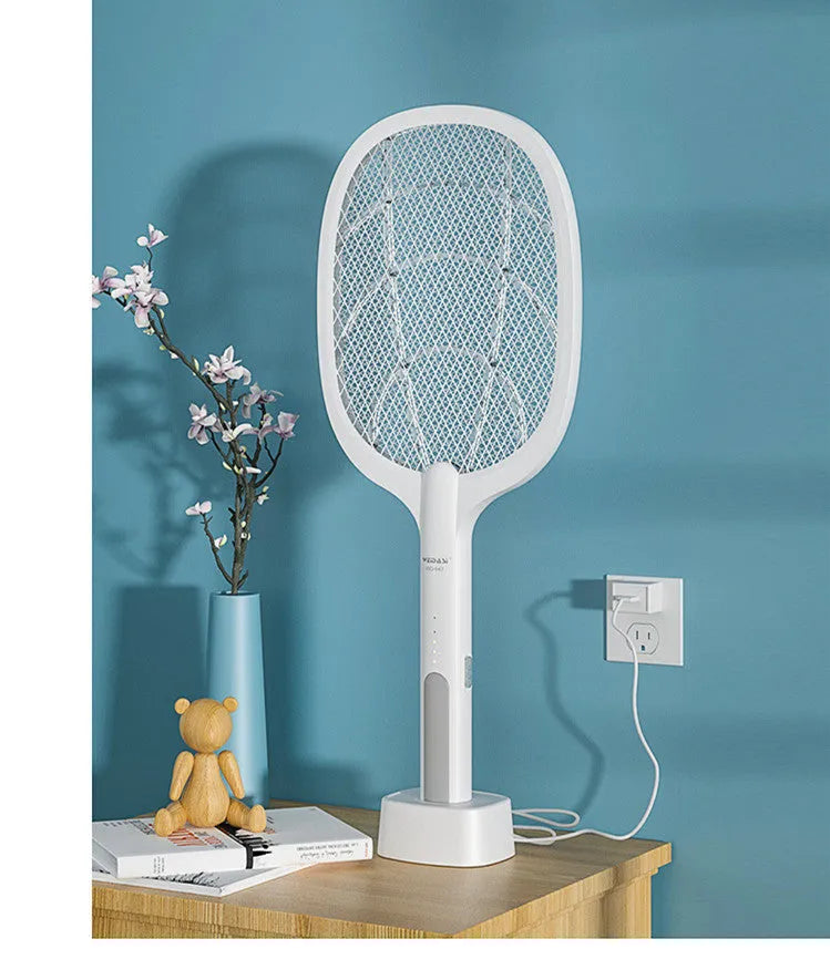 Rechargeable electric mosquito swatter with 3000V grid and USB charging cable