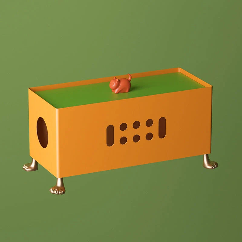 Creative Cartoon Big Feet Power Socket Data Cable Wire Storage Box in orange and grass green