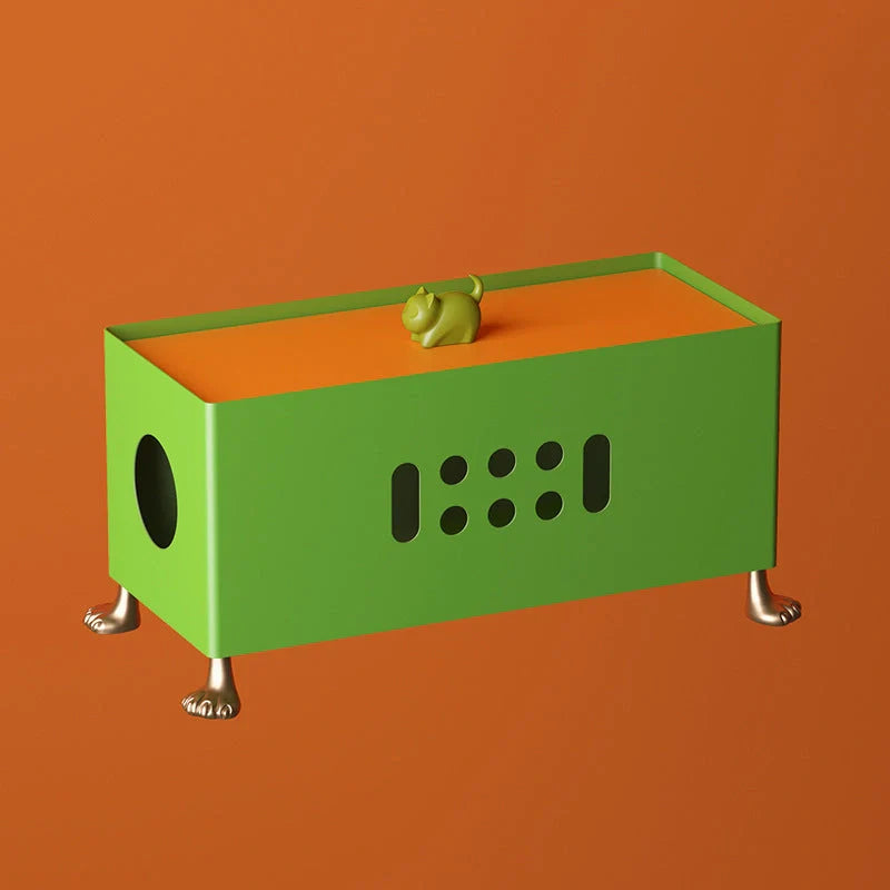 Creative Cartoon Big Feet Power Socket Data Cable Wire Storage Box in orange and grass green