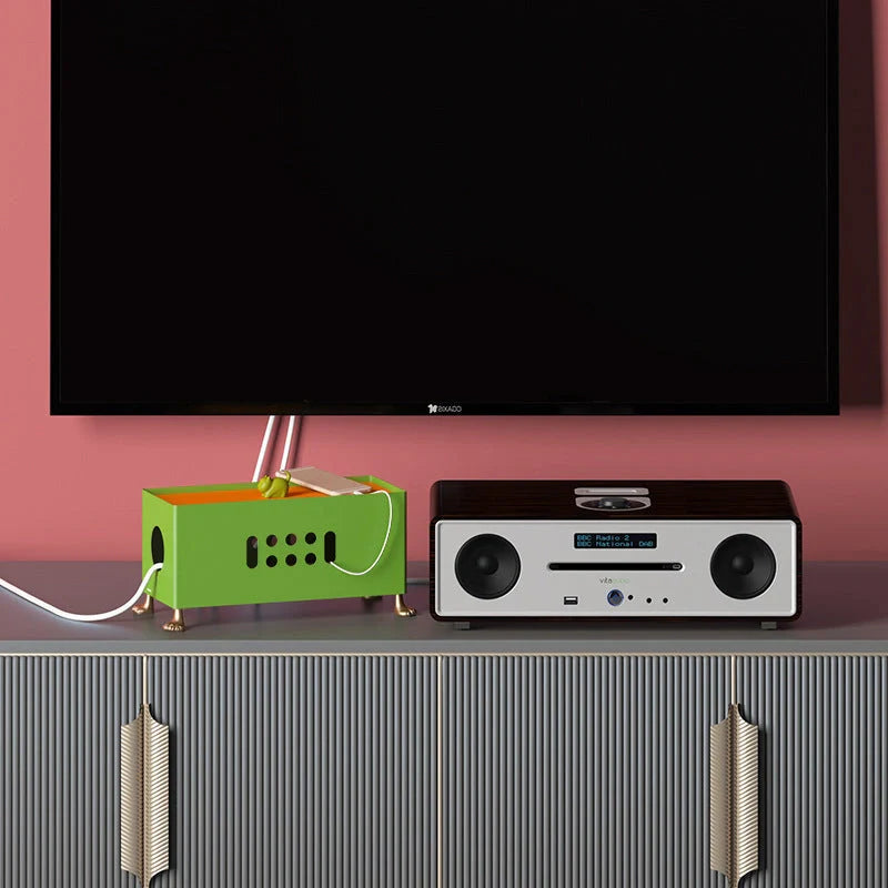 Creative Cartoon Big Feet Power Socket Data Cable Wire Storage Box in orange and grass green