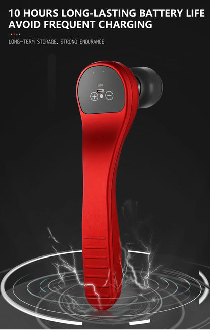 Portable USB Mini Fascia Gun in black and red options for muscle relaxation
