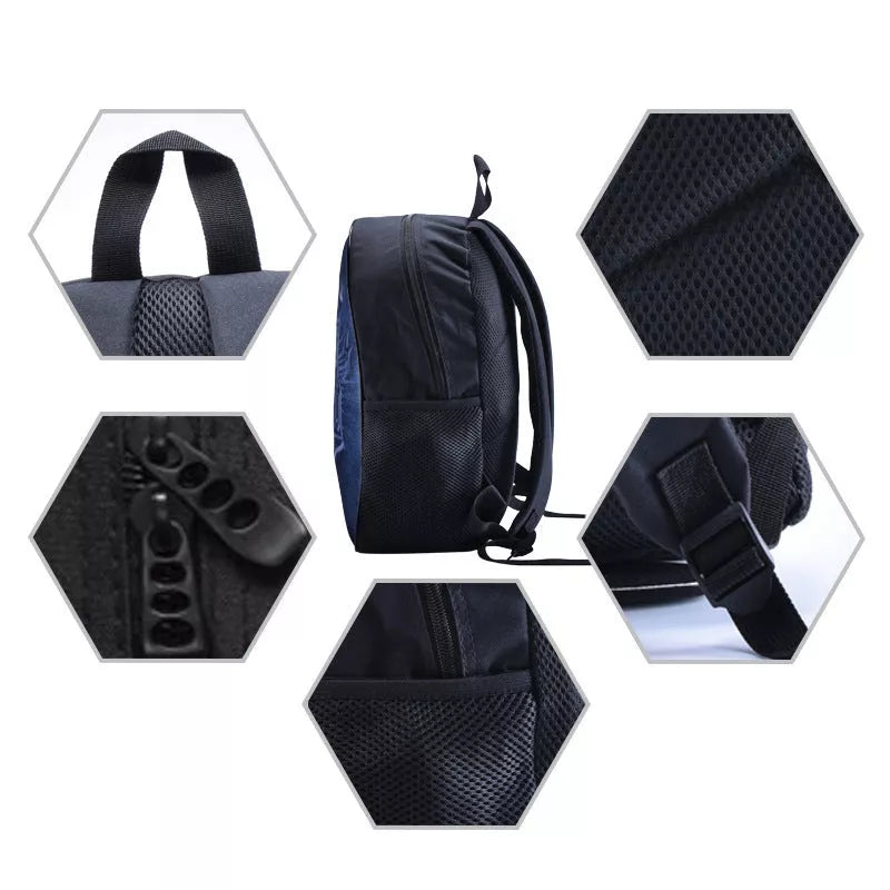 Marshmello black nylon computer backpack with laptop compartment
