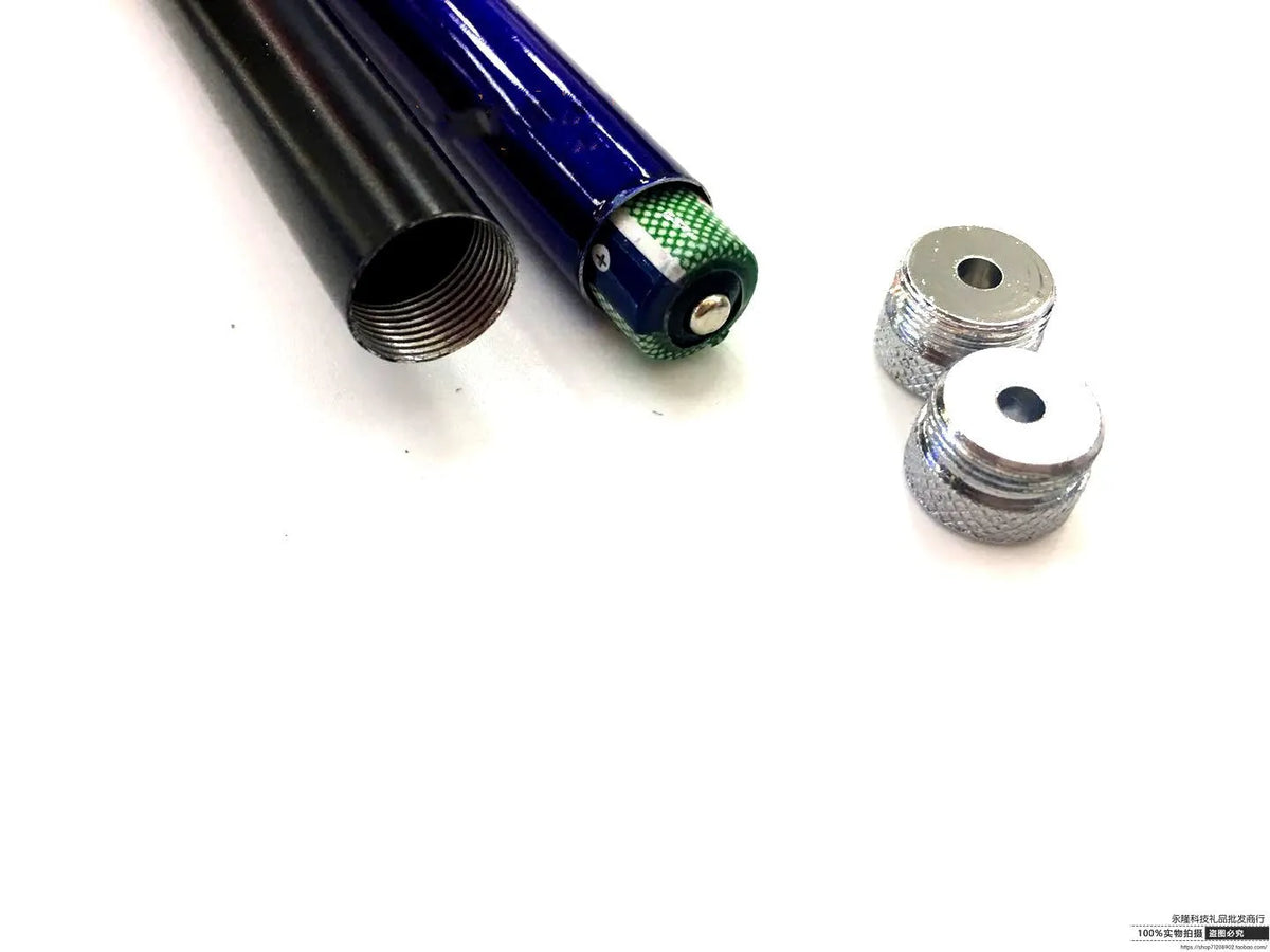 A black laser pointer pen on a white background, showing its slim 13.5cm length and button.
