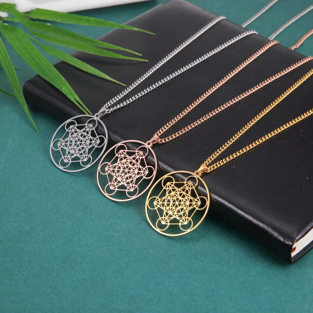 Moon Goddess Necklace for couples in stainless steel with hollow pendant design