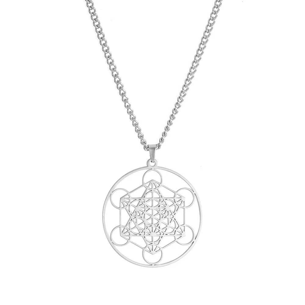 Moon Goddess Necklace for couples in stainless steel with hollow pendant design