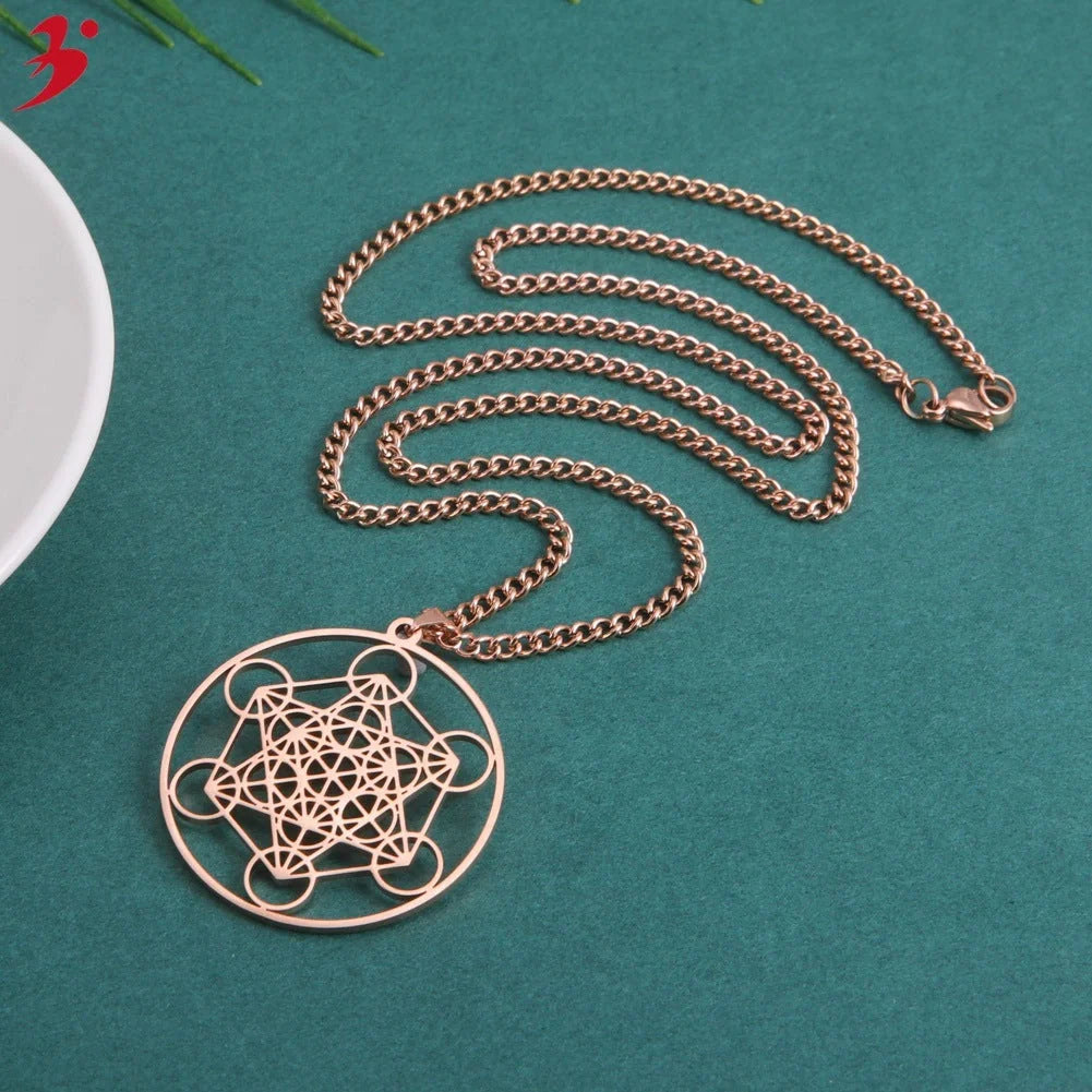 Moon Goddess Necklace for couples in stainless steel with hollow pendant design