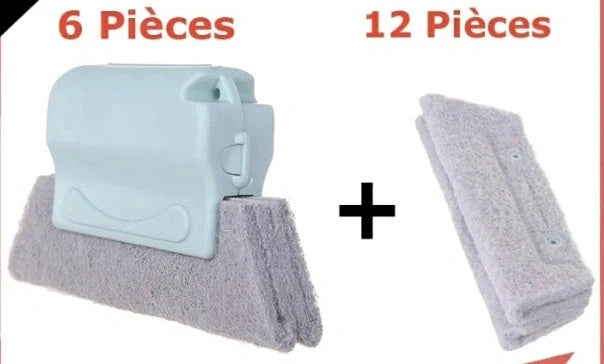 Creative Window Groove Cleaning Gap Brush Slot Cleaner with PP handle in beige, light grey, and blue