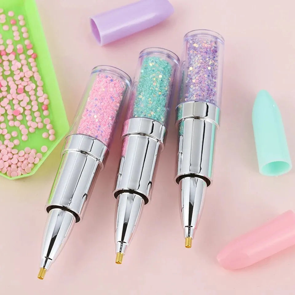 Diamond painting point drill pen tool for cross stitch embroidery in green pink purple colours