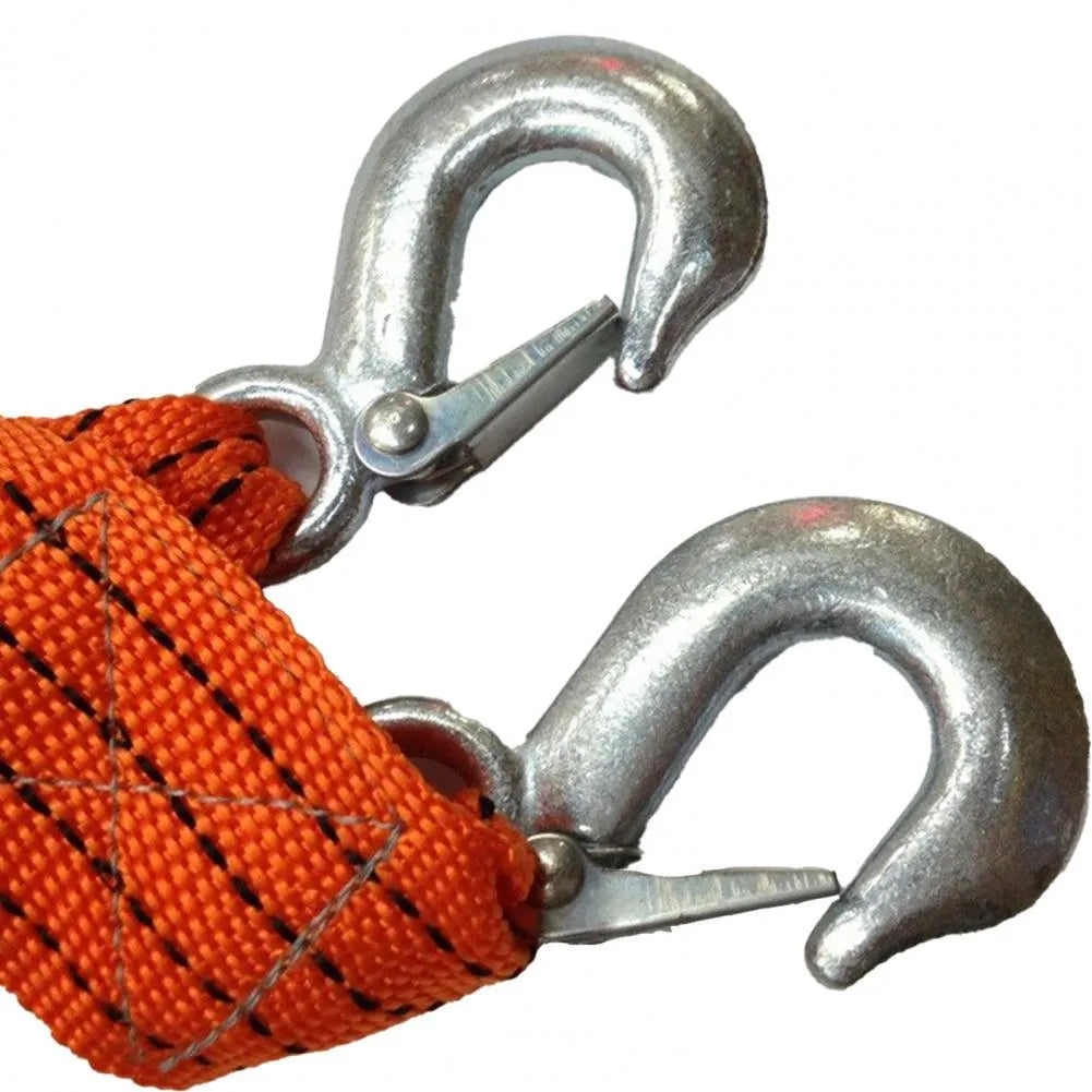 Yellow 3 ton capacity nylon trailer belt with eagle grappling hook for vehicle towing