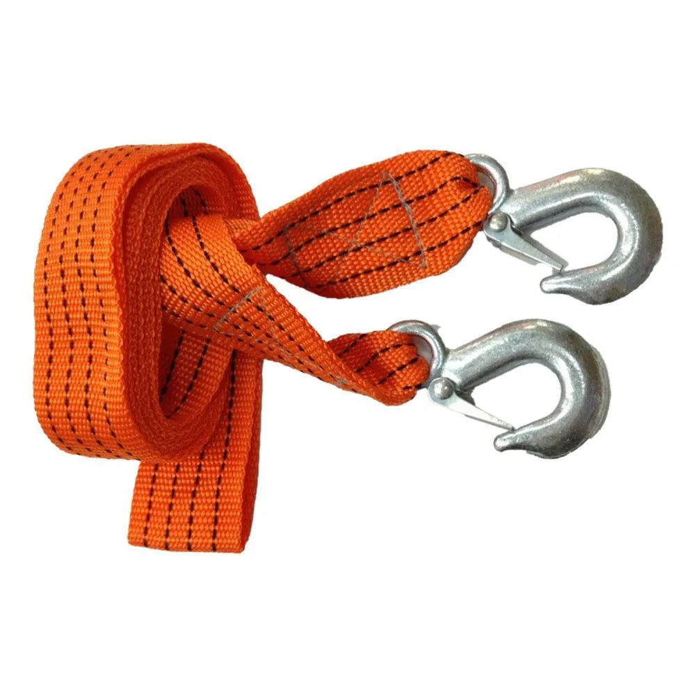 Yellow 3 ton capacity nylon trailer belt with eagle grappling hook for vehicle towing