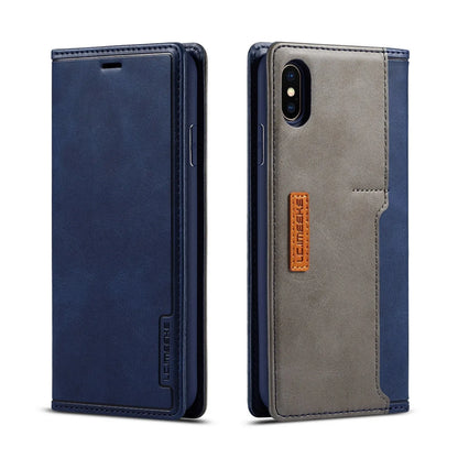 Flip wallet phone case in khaki brown showing card slots and iPhone compatibility
