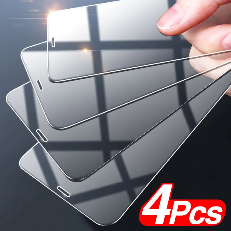 4-piece tempered glass screen protector for iPhone with anti-blue light and 9H hardness