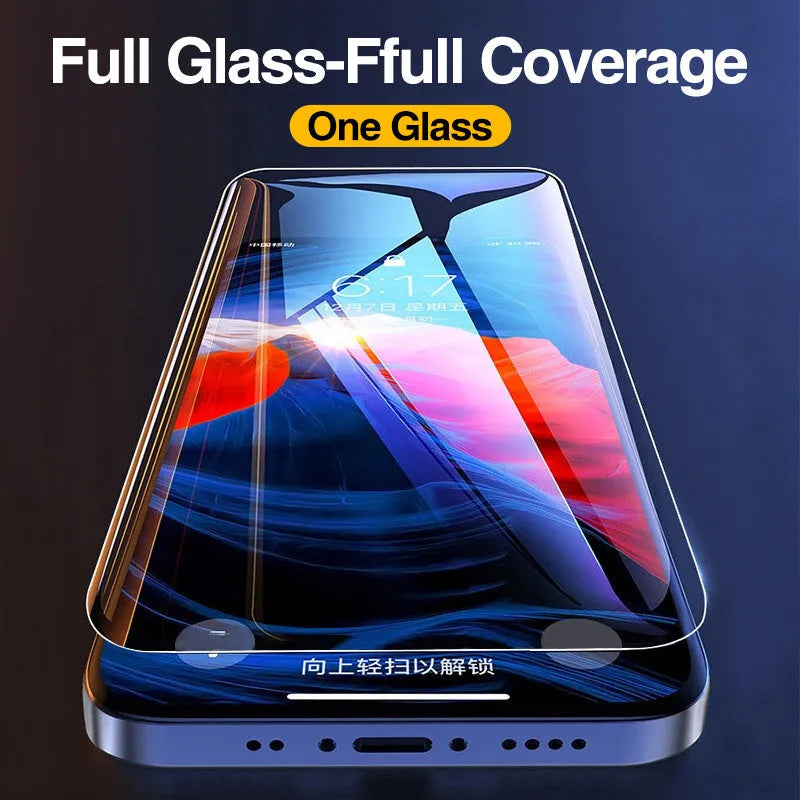 4-piece tempered glass screen protector for iPhone with anti-blue light and 9H hardness
