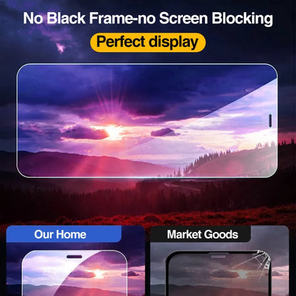 4-piece tempered glass screen protector for iPhone with anti-blue light and 9H hardness