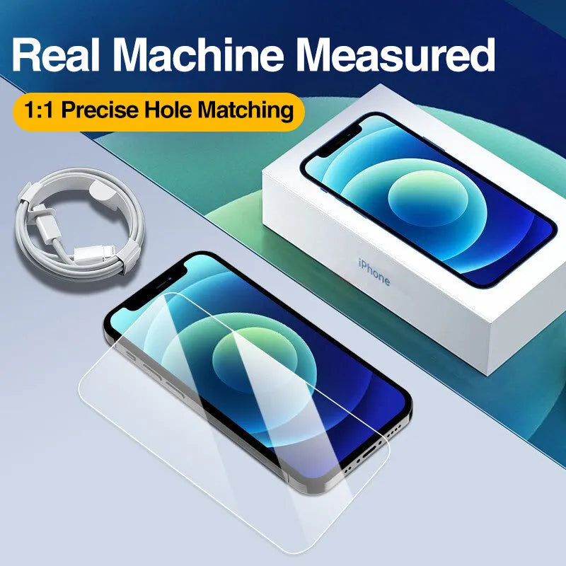 4-piece tempered glass screen protector for iPhone with anti-blue light and 9H hardness
