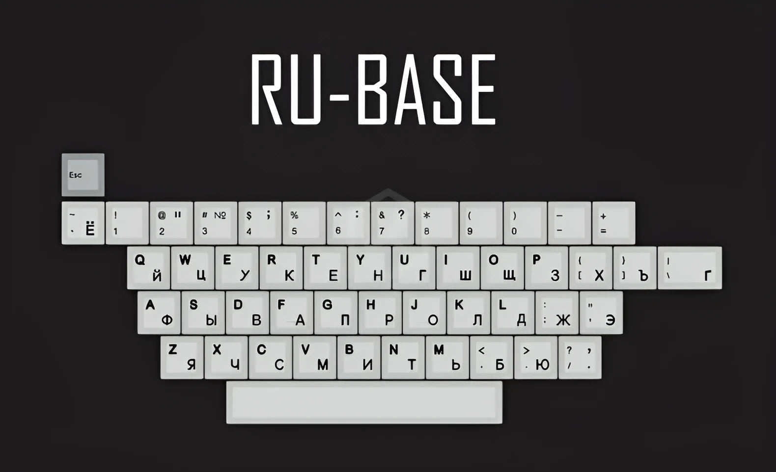 Close-up of black thick PBT keycap with dye-sublimated Japanese Root font legend