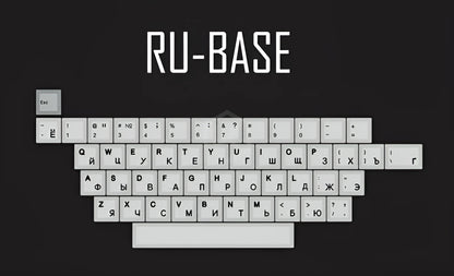 Close-up of black thick PBT keycap with dye-sublimated Japanese Root font legend