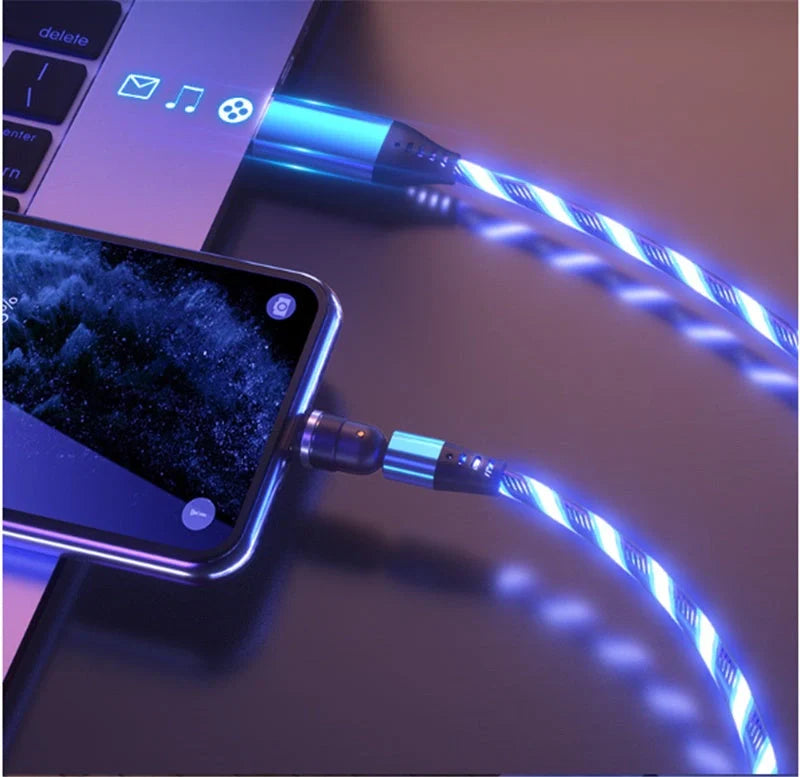 540 Rotate Luminous Magnetic Cable with LED lights and fast charging