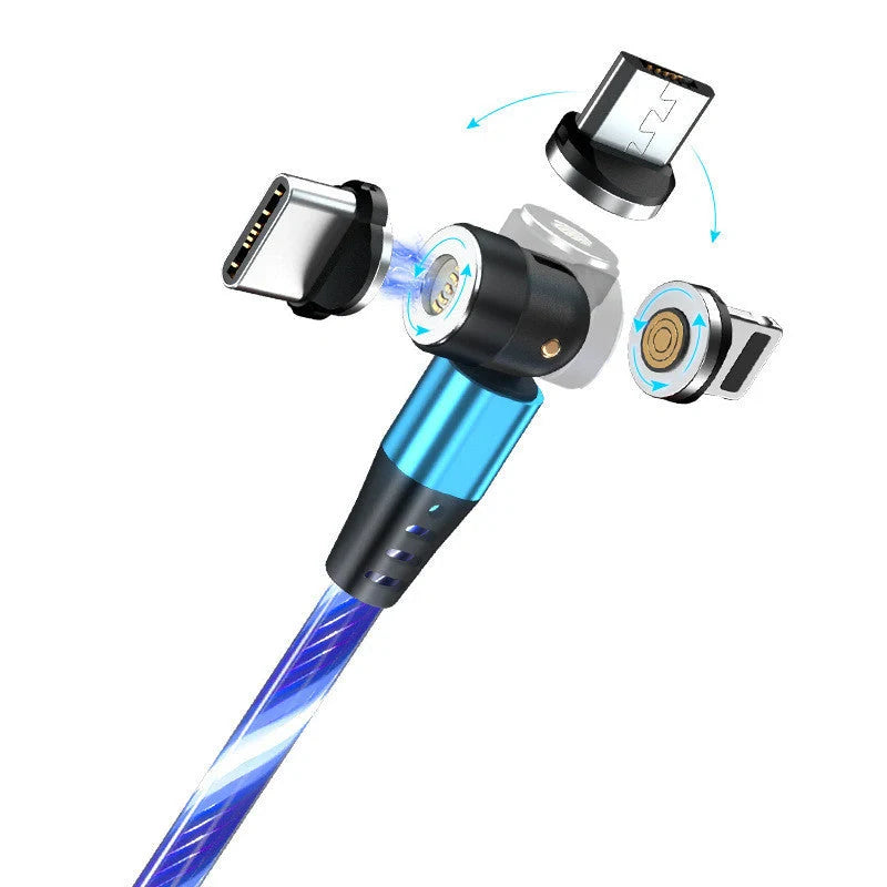 540 Rotate Luminous Magnetic Cable with LED lights and fast charging