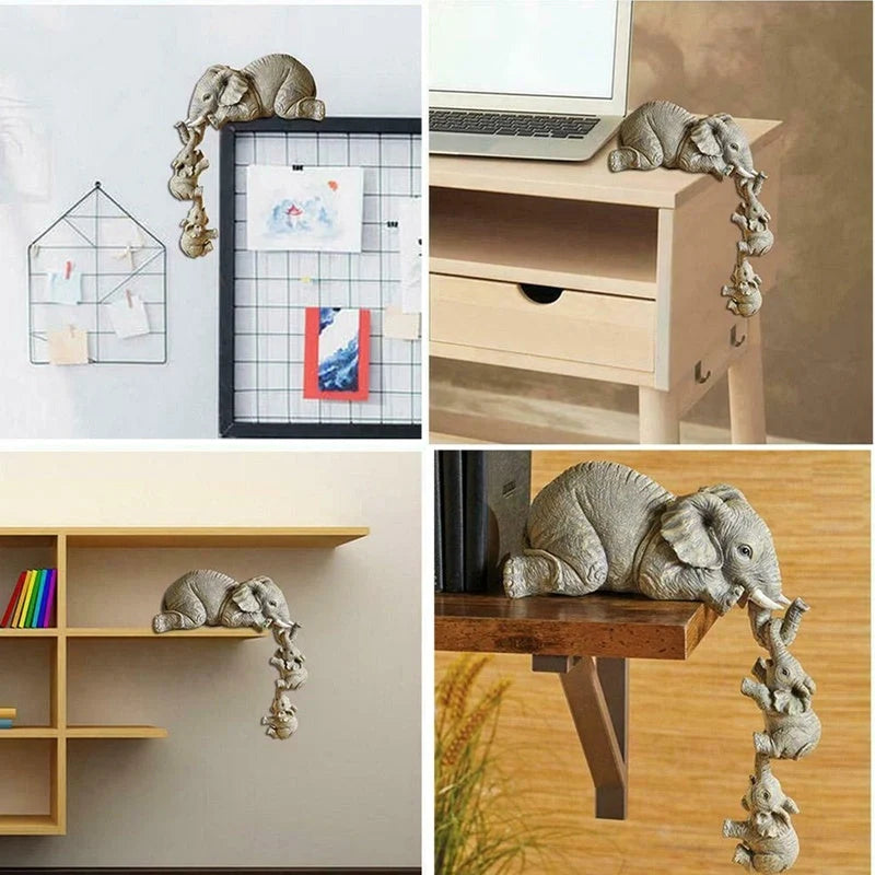 Handcrafted resin mother and baby elephant ornament symbolising love, perfect for home decor or gifts.