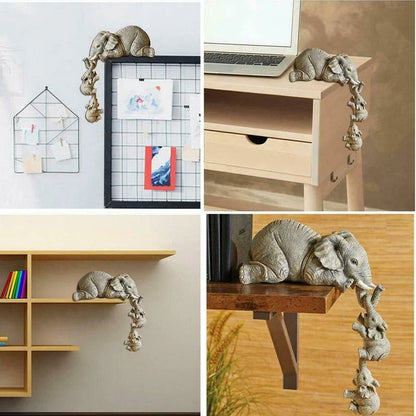 Handcrafted resin mother and baby elephant ornament symbolising love, perfect for home decor or gifts.