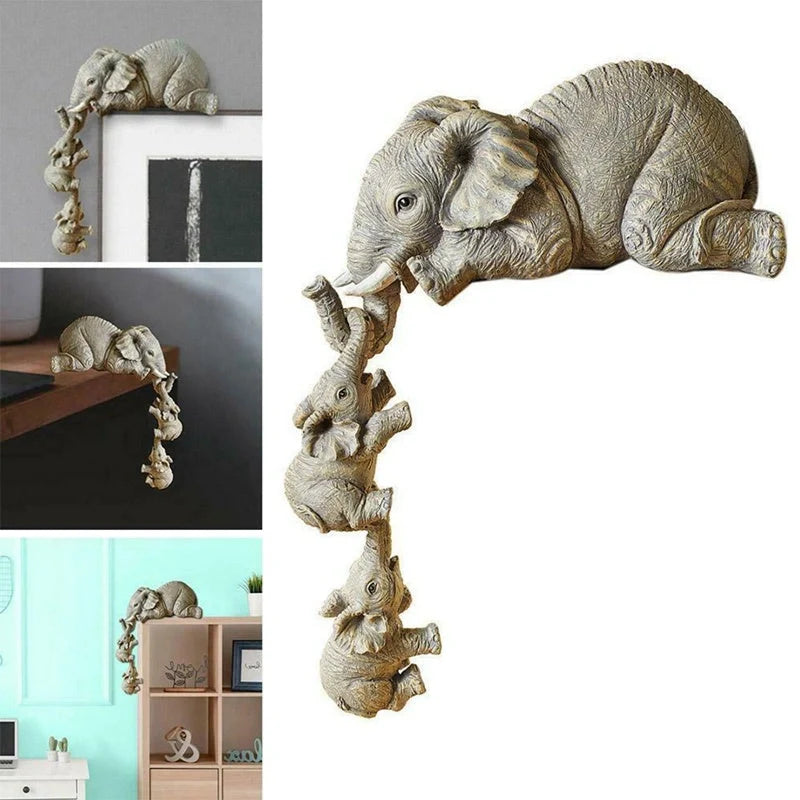 Handcrafted resin mother and baby elephant ornament symbolising love, perfect for home decor or gifts.