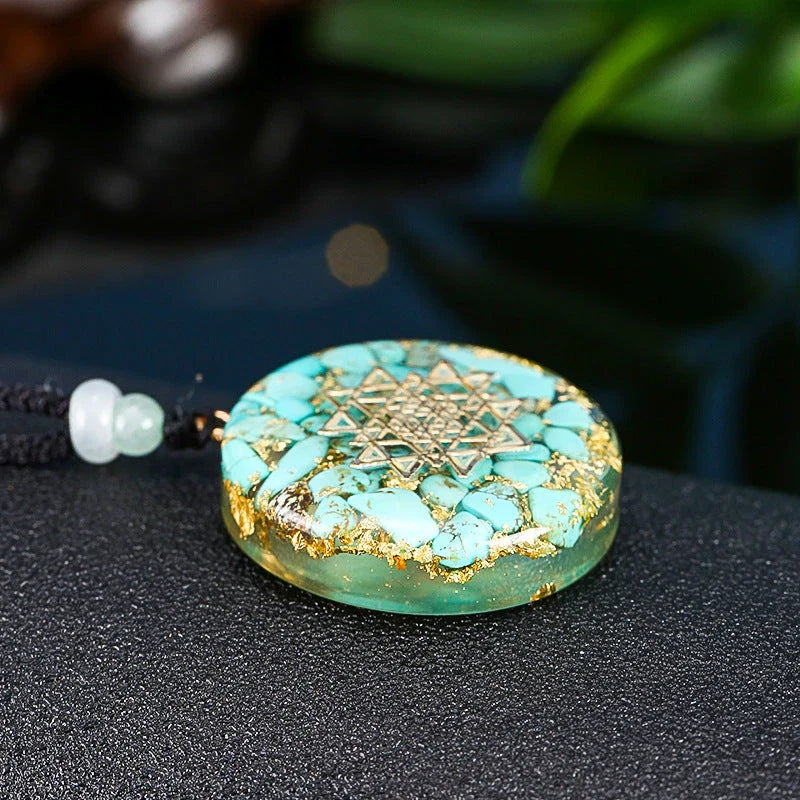 Homeenjoy UK Authentic Seven Chakra Pendant - Crushed Turquoise Energy Necklace