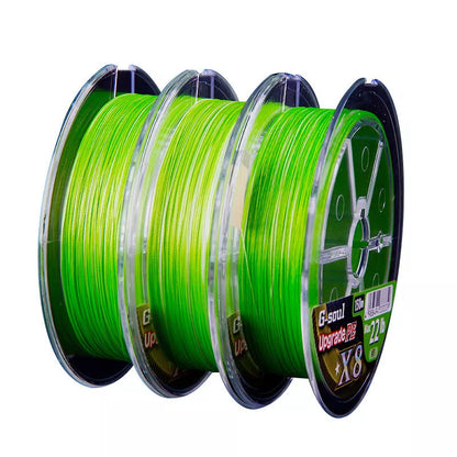 YGK PE Line 8 Series Fishing Line with fluorescent colour options for enhanced visibility