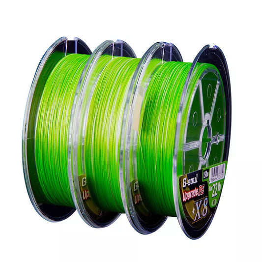 YGK PE Line 8 Series Fishing Line with fluorescent colour options for enhanced visibility