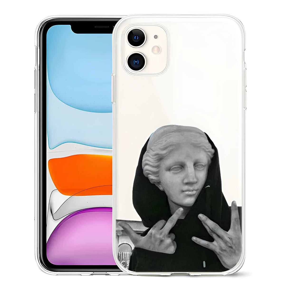 Van Gogh starry night art design on a black TPU iPhone back cover case.