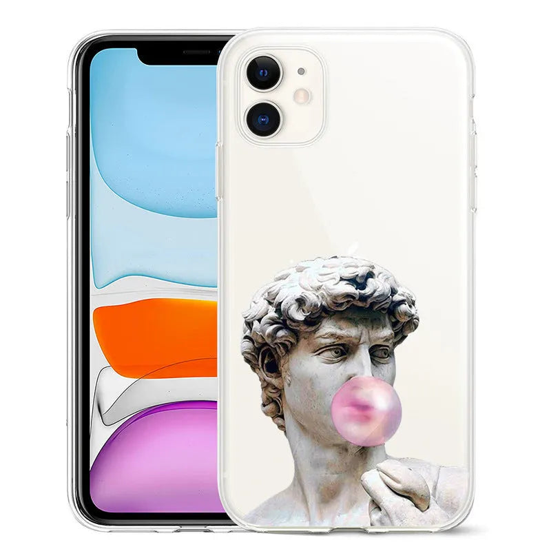Van Gogh starry night art design on a black TPU iPhone back cover case.