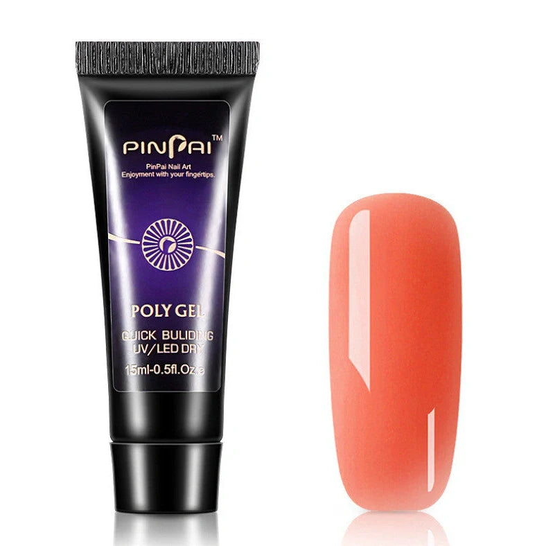 Quick Crystal Extension Glue set with 15ml bottle, nail mold tools, and 9 style options for phototherapy nail extensions