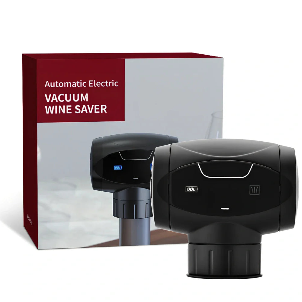 Black electric wine vacuum stopper with metal construction for 7-day preservation